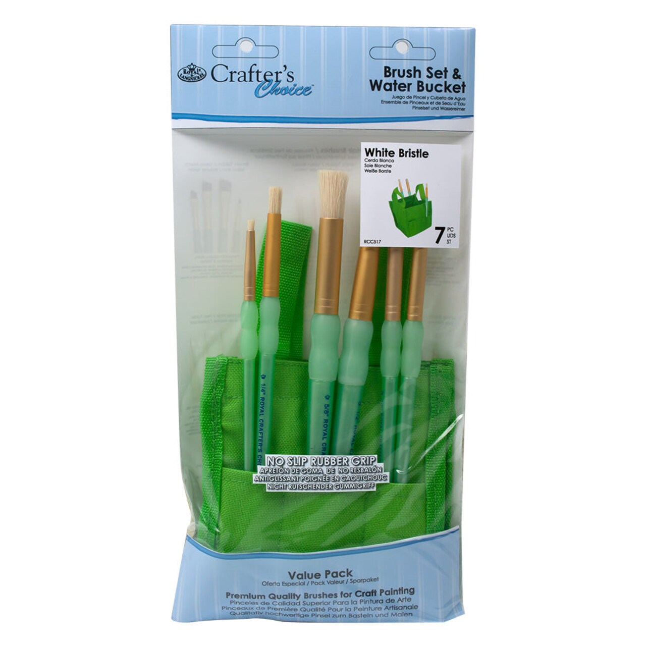 RCC 517 | Crafter's Choice™ 7pc White Bristle Brush Set & Water Bucket